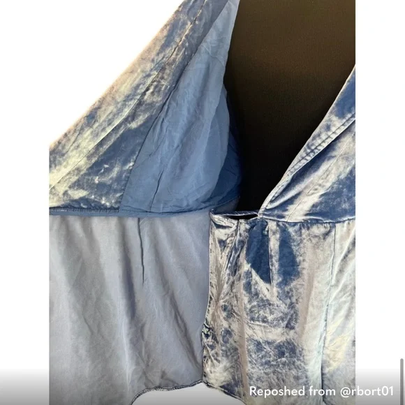 Free People Viola sky blue crushed velvet romper - Picture 10 of 16